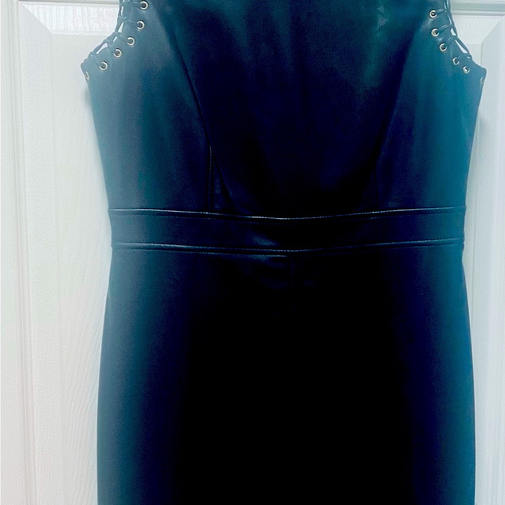 Karl Lagerfeld Black Vegan Leather Dress, size 6 - Picture 4 of 5